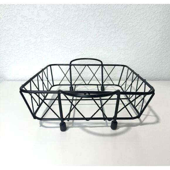 Temptations By Tara Black Casserole Square Wire Basket/Napkin Holder  8 in x 8in - Picture 1 of 7